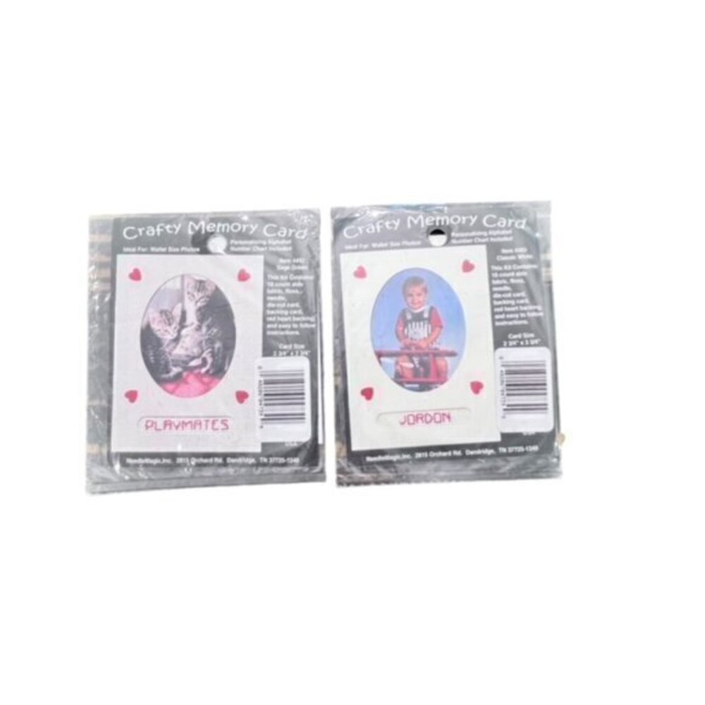 Lot of 2‎ Crafty Memory Card Cross Stitch Wallet Size Photos Gifts Personalize